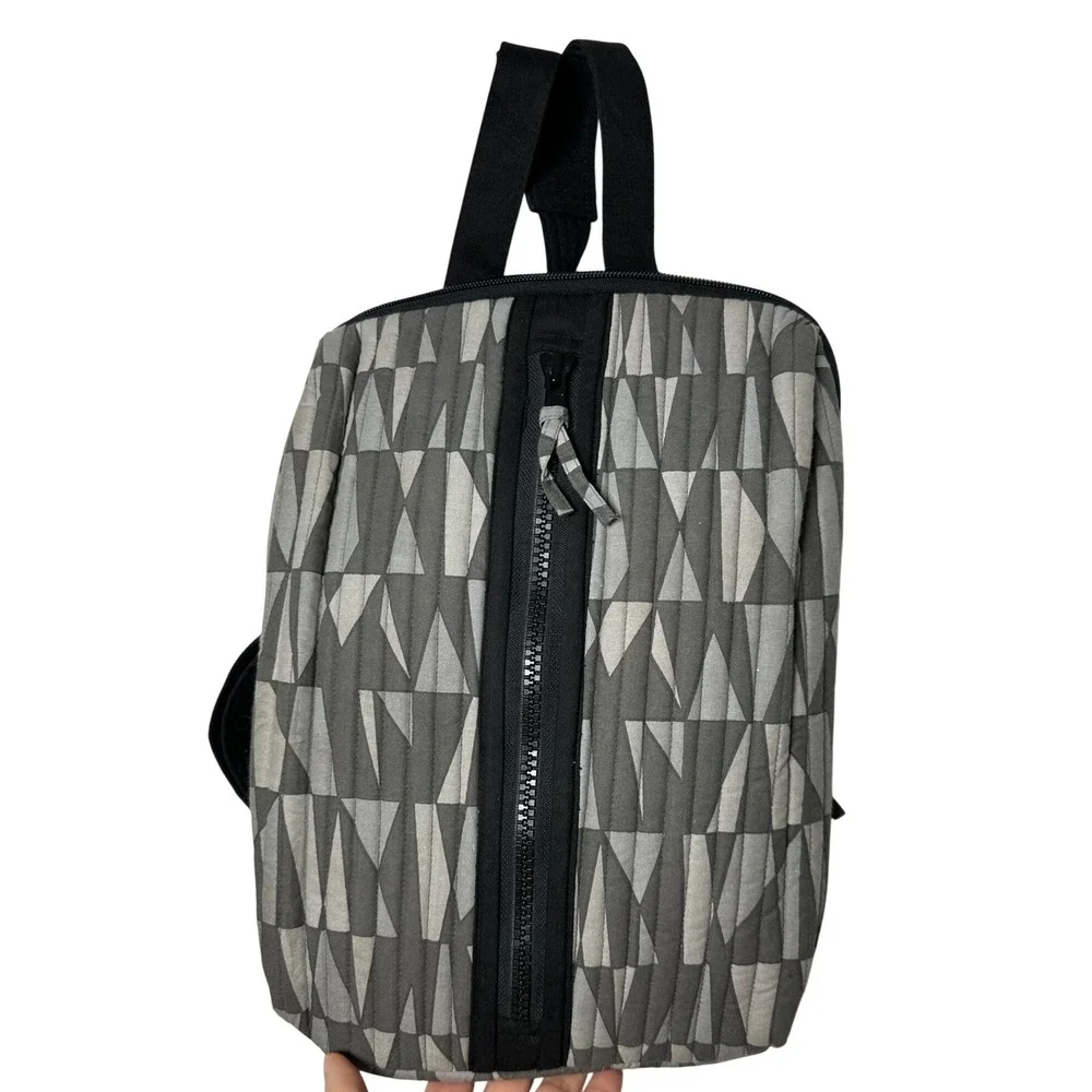 Company Kids Quilted Sling Backpack Grey Geometric Triangle Print Cotton Bag